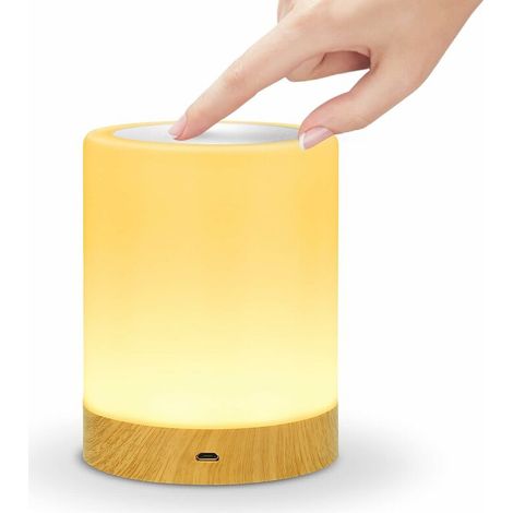 Veilleuse LED, Lampe de Chevet Colorée, Lampe Nuit Tactile avec 13 Couleurs Changeantes, Lampe de Table Rechargeable avec Lumière Blanche Chaude pour Chambre à Coucher, Salle de Bébé et (1/5)