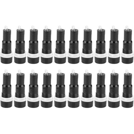Porte-fusibles 20 pièces, porte-fusibles à montage sur panneau avec capuchon à vis - MF-527, boîtier de fusible 5 x 20 mm, boîtier de protection de fusible noir (1/4)