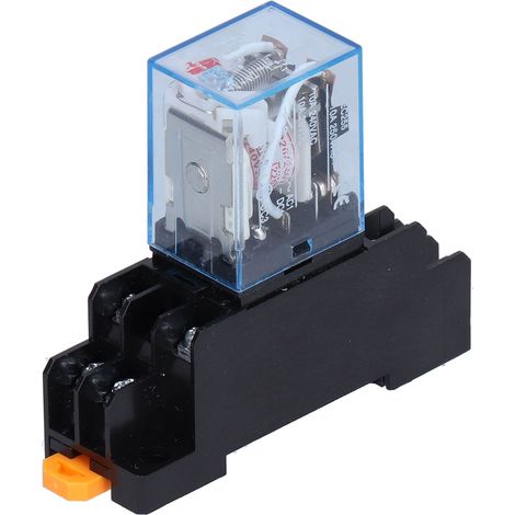 Relais électromagnétiques 8 broches LY2NJ avec socle et voyant lumineux, 10A AC220V pour moteurs et équipements industriels, boîtier de protection inclus (1/5)