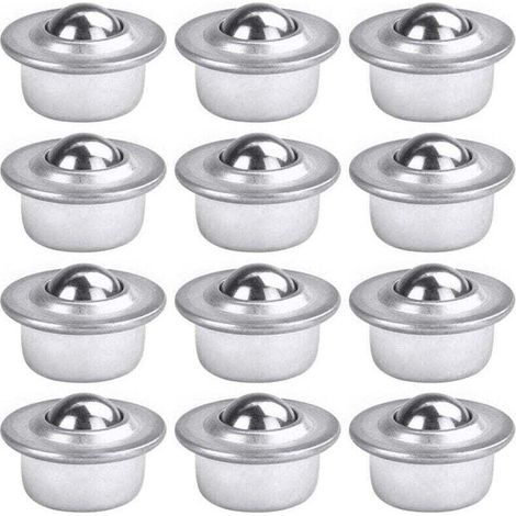 Ahlsen 12 PCS Roulettes de Transfert avec Roulement à Billes Universels en Acier au Carbone Galvanisé Unité Roulettes à Billes Montées Charge Lourde pour Emballage Transmission Industrie (1/5)
