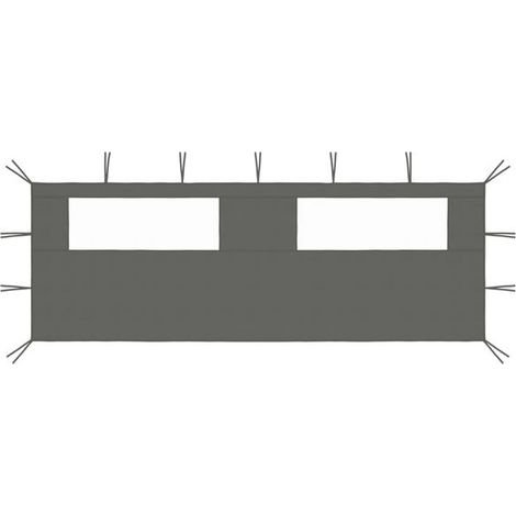 Le mur latéral du pavillon, percé de fenêtres, mesure 6 x 2 mètres et est de couleur anthracite. (1/5)