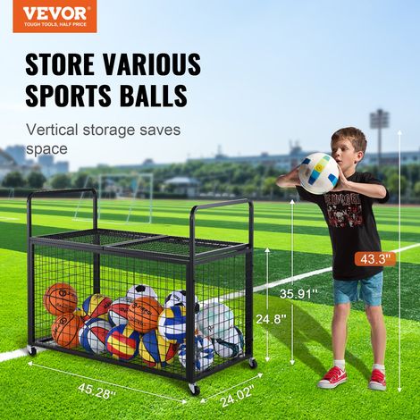 Chariot à Ballons Verrouillable 115x61x91,2 cm Cage de Rangement pour Ballon Mobile avec 4 Roulettes et Freins en Acier Organisateu… (1/5)