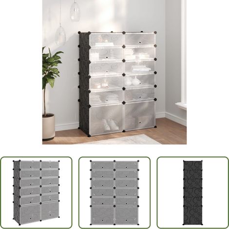 vidaXL Meuble à chaussures - Étagère à chaussures Noir 94x37x125 cm PP (1/5)