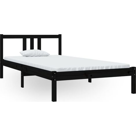 Maison Exclusive - Massivholzbett Schwarz 100x200 cm
