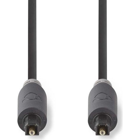 Cable de audio óptico Toslink macho a macho de 3,00 m, redondo, PVC, antracita, caja con ventana - Nedis (1/3)