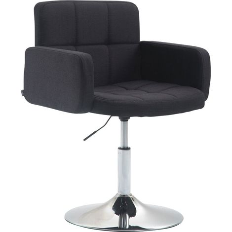 Sillón lounge con reposabrazos acolchados giratorios 360° en tela negra y metal cromado 100002810 (1/3)