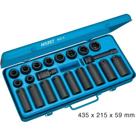 Jeu de clés à douilles à chocs 900S ∙ Carré creux 1/2 pouce (12,5 mm) ∙ Profil Traction à 6 pans extérieurs ∙ 23 pièces ∙ 13 – 27 (1/2)
