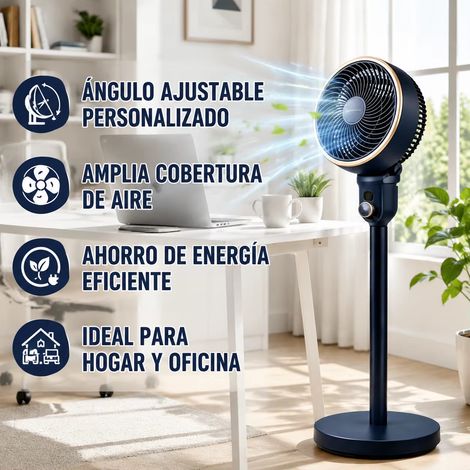 Ventilateur sur pied noir et doré 108 cm – 3 vitesses, oscillation automatique, moteur silencieux, base stable, tête Ø31,5 cm, usage salon chambre bureau (1/5)