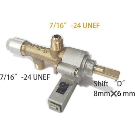 Vanne de sécurité à gaz avec allumage piézo et électrovanne thermocouple, contrôle de flamme réglable 65 mbar 50 000 BTU, pour boutons de 8 mm x 6 mm (Male7/16)