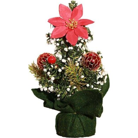 Lot de 2 mini sapins de Noël artificiels de table avec boules décoratives et sac de rangement (1/3)