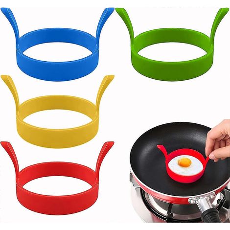 4 anneaux à œufs en silicone, anneaux de cuisson résistants à la chaleur pour crêpes, parfaits pour la cuisson à la poêle (1/5)