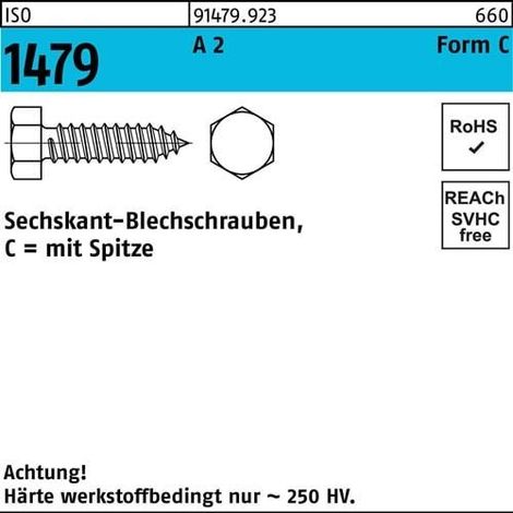 Vis à tôle ISO 1479 pointe/6-kt C 8x 50 A 2 100 pièces