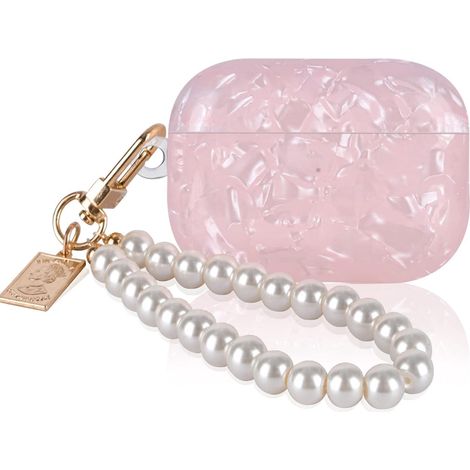 Coque Apple AirPods 3 Rose, étui silicone doux anti-choc, protection antiderapante pour écouteurs AirPods 3, housse résistante avec porte-clés perle, finition brillante. (1/5)