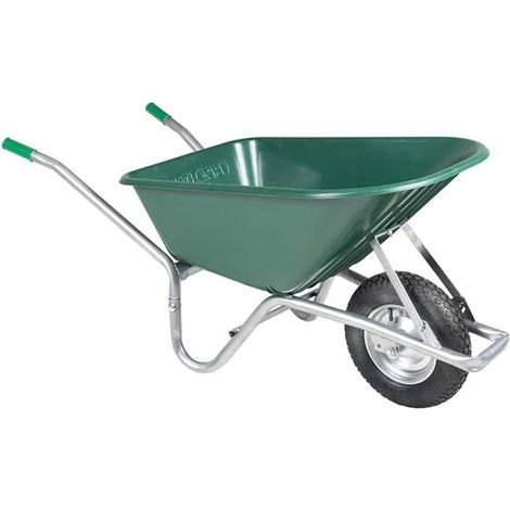 Chariot à main vert, 90 litres, 150 kg, en acier galvanisé et plastique. (1/5)