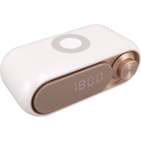Radio-réveil Numérique avec Charge sans Fil, Bluetooth et Haut-Parleur, Appels Mains Libres, Port USB pour Chambre à Coucher