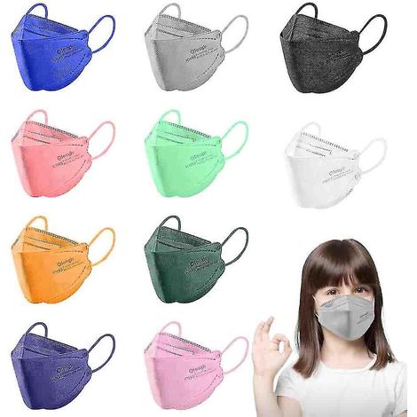 Masques KN95 pour enfants (30 ou 50 pièces) - Blanc - 4 couches (1/4)
