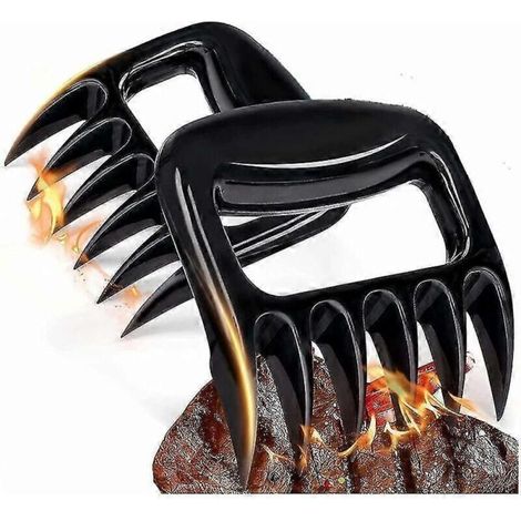 Lot de 2 griffes à viande pour barbecue, idéales pour effilocher le porc, accessoires de grillade et de fumage (noir) - AquaForge (1/4)