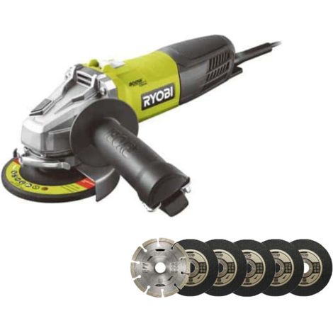 Confezione RYOBI Smerigliatrice angolare 800W - 125mm - RAG800-125G - Kit 6 dischi 125 mm