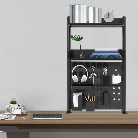 Platzsparendes Höhenverstellbares Schreibtischregal Organizer Regal Clip On Bücherregal Mit Klemme Und Pinnwand Moderner Schreibtisch Organizer Für Ordnung 6012.595cm Schwarz (1/5)