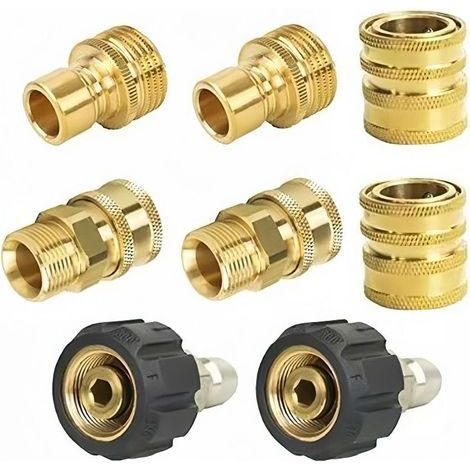 Ensemble de 8 adaptateurs rapides en laiton 3/8" M22-14 – Raccords mâle/femelle pour nettoyeur haute pression