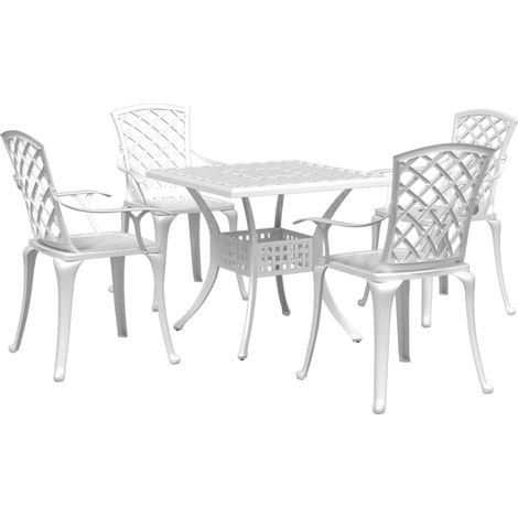 Maison Exclusive - Set da Pranzo da Giardino 5 pz Bianco in Alluminio Pressofuso