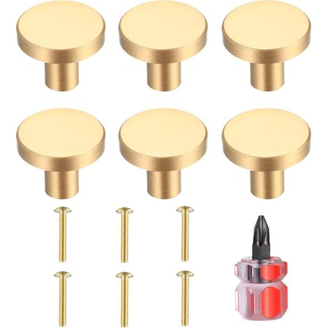 6 Pièces Boutons Tiroir Ronds Or, Boutons de Meubles Armoire Ronds en Or (1/5)