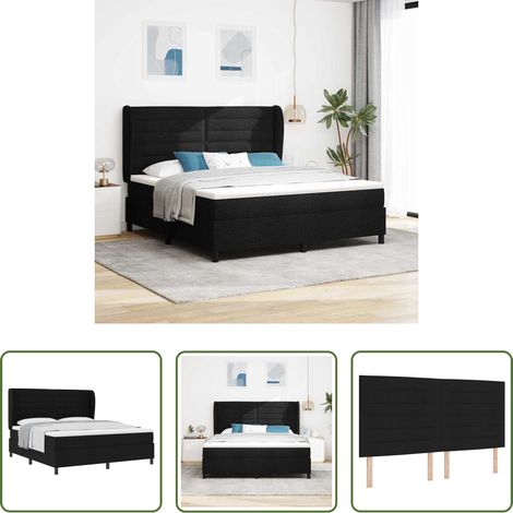 Matelas - Lit à ressorts avec matelas Noir 180 x 200 cm tissu (1/5)