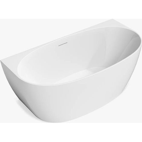 Baignoire semi îlot - 150 x 72 x 58 cm - Acrylique - Blanche - 203 L - AMOSARI
