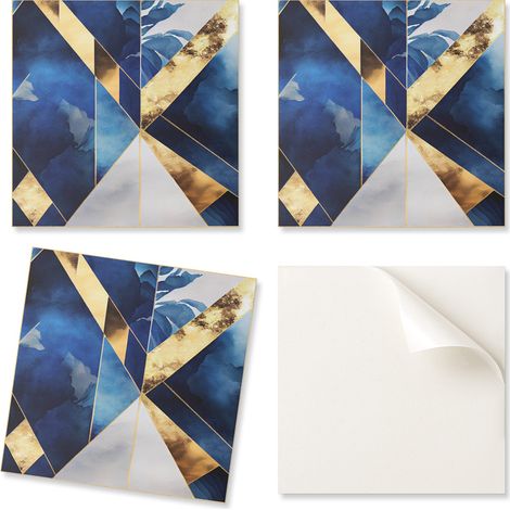Juego de baldosas de vinilo autoadhesivas con estampado geom茅trico en tonos para dormitorio, 20x20x20 cm.