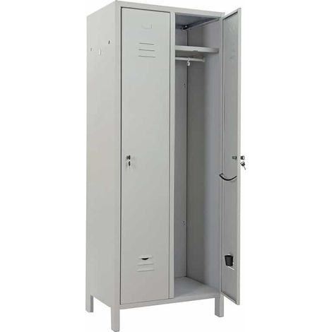 ARMADIO ARMADIETTO SPOGLIATOIO PALESTRA 2 POSTI cm 180x69x34 METALLO GRIGIO 360