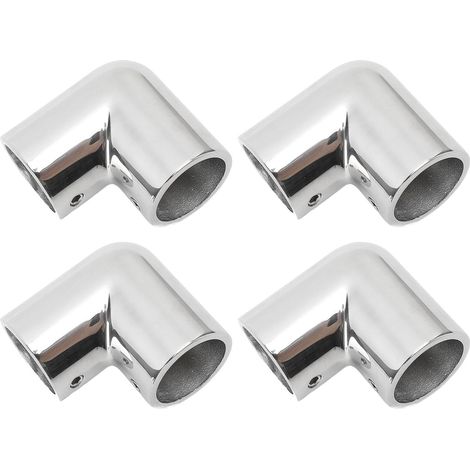 4pcs 2 Way 90 Degree Boat Handrail Fitting 25mm Stainless Steel Elbow Pipe Joint Connector for Yacht Boat Handrail Elbow Fitting (1/5)