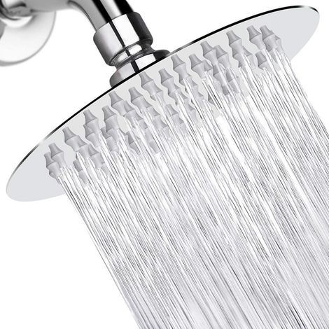 Soffione doccia a pioggia, Boost, flusso elevato, alta pressione, in acciaio inox, argento, 6 pollici (1/4)