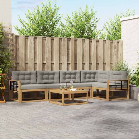 vidaXL Outdoor-Sofagarnitur 6 pcs Weiß und Hellgrau 79 x 79 x 37 cm (1/5)