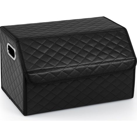 COSTWAY Organisateur de Coffre de Voiture avec Couvercle & Poignée, 35 L Boîte de Rangement Pliable avec Séparateur Amovible, Boîte de Classement avec Compartiments pour SUV, Camping (Matelassé) (1/5)