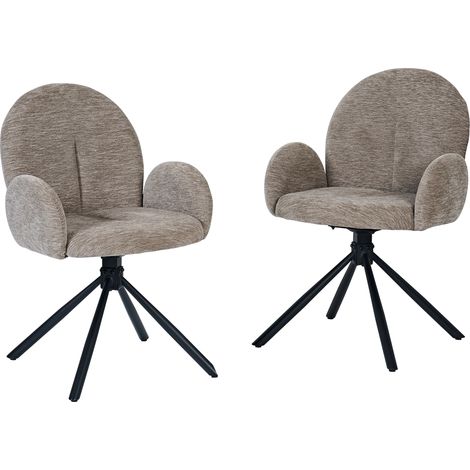 GagaLot de 2 chaises pivotantes taupe avec accoudoirs et pieds métal (1/5)