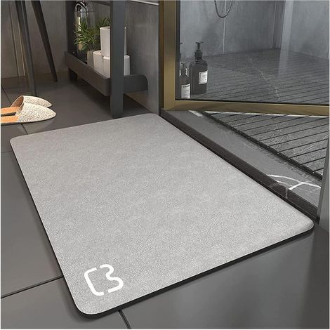 Tapis De Bain Antidérapant Absorbant Tapis Salle De Bain Diatomite Microfibre Tapis De Bain Doux Séchage Rapide Gris 40×60cm (1/5)