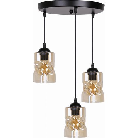 Lampadario Candellux Felis 3 luci E27 nero ambra Ø35cm (1/4)