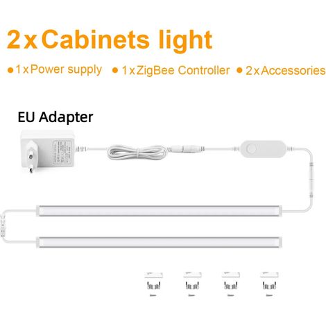 (40CM Lumière blanche froide, 2 bandes) Bandes lumineuses LED intelligentes Zigbee 3.0, se connectent à une passerelle Zigbee, prennent en charge Alexa, Google Home et Echo Plus. (1/5)