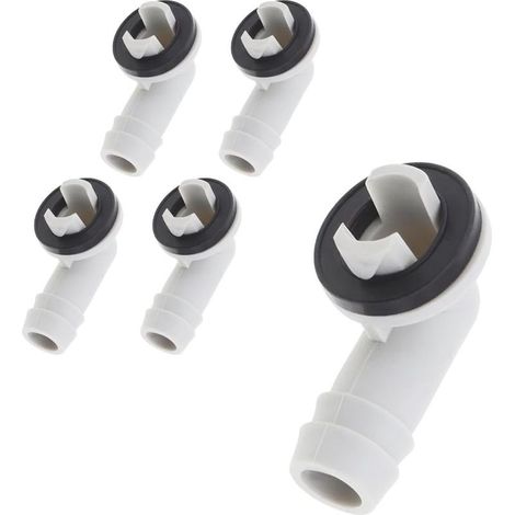 Set mit 5 15-mm-Wasserauslassdüsen für Klimaanlagen, Klimaanlagen-Ablaufschlauchverbinder, Winkelstück mit Gummiring (1/4)