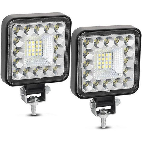 Mini projecteur de travail LED 63W/96W pour 4x4, SUV, quad, tracteur, bateau, camion, excavatrice, projecteur 2835SMD, forme carrée ou ronde, 12V/24V, 2 unités, 96W, 32 LED (1/5)