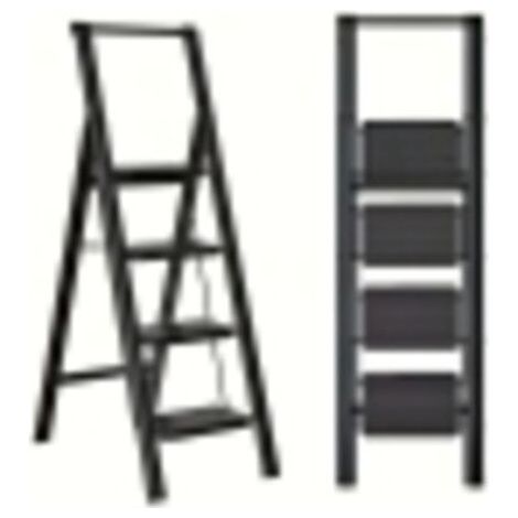 4-Step Folding Step Stool for Adults Portable Steel Ladder with Wider Anti-Slip Pedals Ergonomic Design Lightweight 5.8kg (1/5)