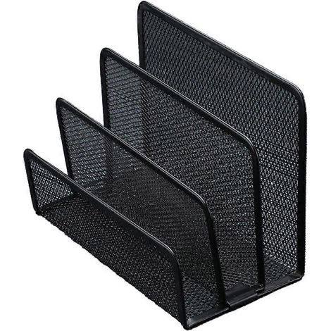 Schwarzer Schreibtisch-Briefablagehalter aus Netzgewebe mit 3 Fächern