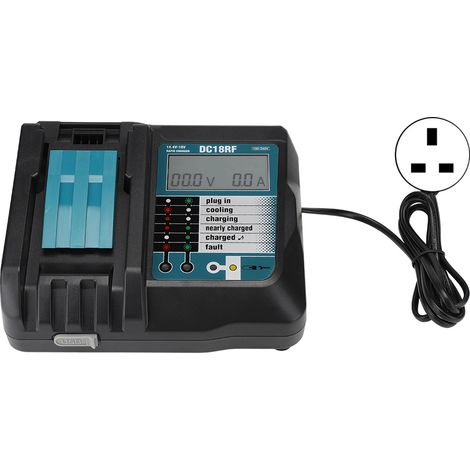 Chargeur batterie lithium-ion pour Makita 14.4V 18V avec écran LCD intégré 100-240V (prise UK) (1/5)