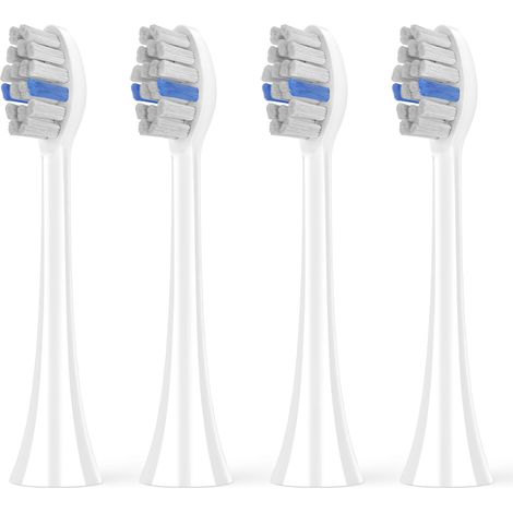 Lot de 4 têtes de brosse de rechange, dureté modérée de la tête de brosse, compatibles avec toutes les brosses à dents électriques de la marque , W161, blanc (1/5)