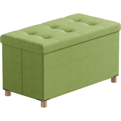 Banc de Rangement, Coffre de Rangement, Pouf Pliable, Montage Facile, pour Salon, Chambre, Entrée, Vert, 76 x 38 x 38 cm (1/5)