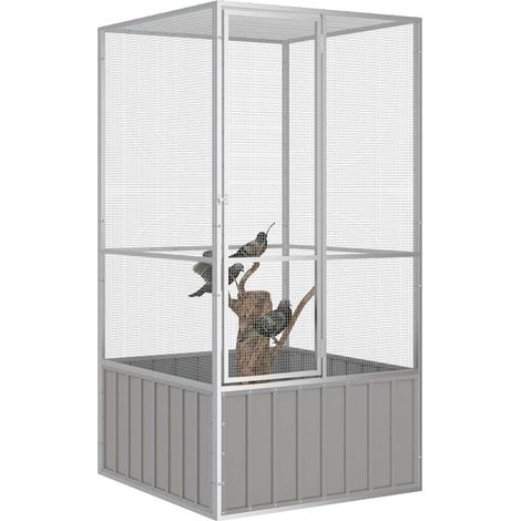vidaXL Jaula de pájaros acero galvanizado gris 111x107x211,5 cm (1/2)
