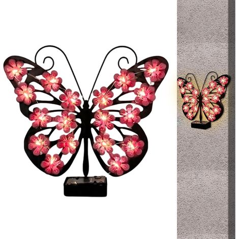 Lampe solaire papillon en métal étanche pour jardin et terrasse Lampe solaire papillon en métal, étanche et décorative pour illuminer le jardin, la terrasse ou l' (1/5)