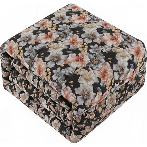 Trapunta Invernale Infinity Matrimoniale 260x260 cm in Poliestere Black Flower (1/3)
