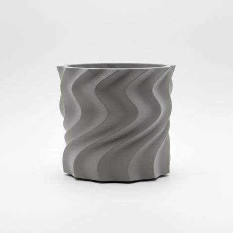Pot de fleurs décoratif gris en spirale pour plantes, design moderne (1/3)