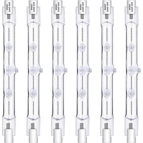 Pack de 6 Ampoule R7S 118mm 230W Halogène Dimmable 2800K Pour Lampadaire Eclairage Paysager